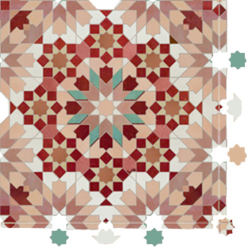 Mosaic House Moroccan tile Batha 1-4-21-22-7-11-12 White,   Rust,   Red,   Beige,   Light Green,   Pink,   Light Pink,    solid zellige, mosaic, zellij, field, pattern, glaze, classic, stars, intricate, complex, traditional 